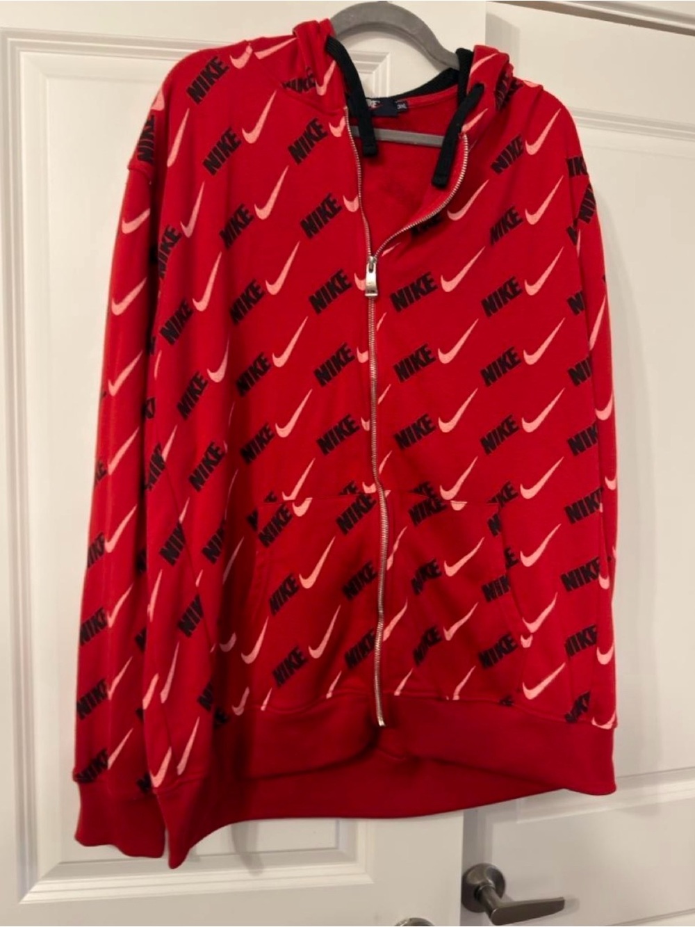 Nike Red All-Over Swoosh Zip Hoodie Jacket